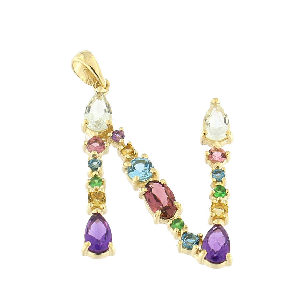 Pendant Shape "N" Mix of Stones