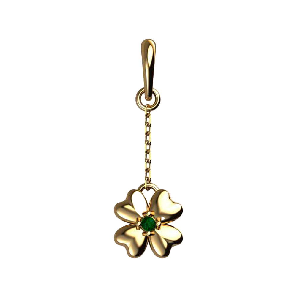 Emerald Clover Pendant 18k