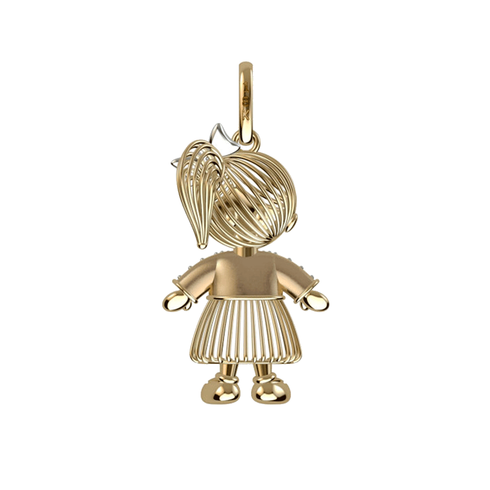 Yellow Gold Earrings with Girl Design
