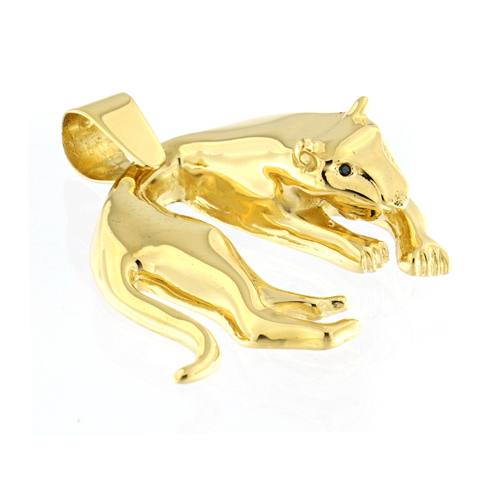 Yellow Gold Pendant with a Reclining Tiger