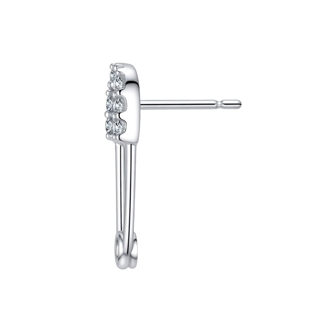 Hook earring with 7 Zircons in White Gold