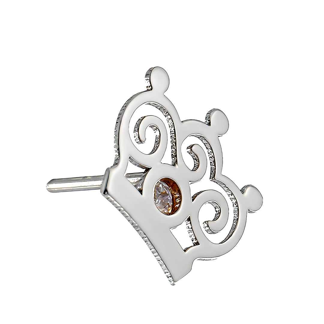 18 Karat White Gold Crown-Shaped Piercing with Zircon