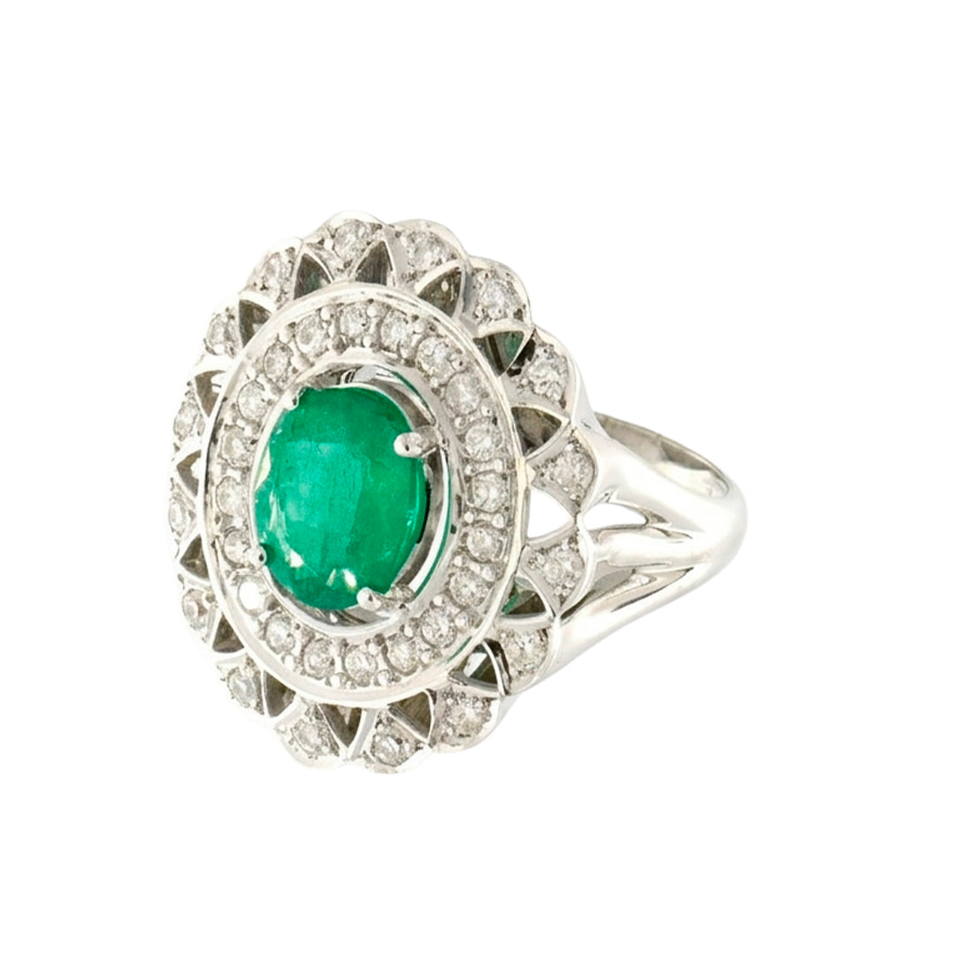 Anillo Esmeralda y Diamantes 12076