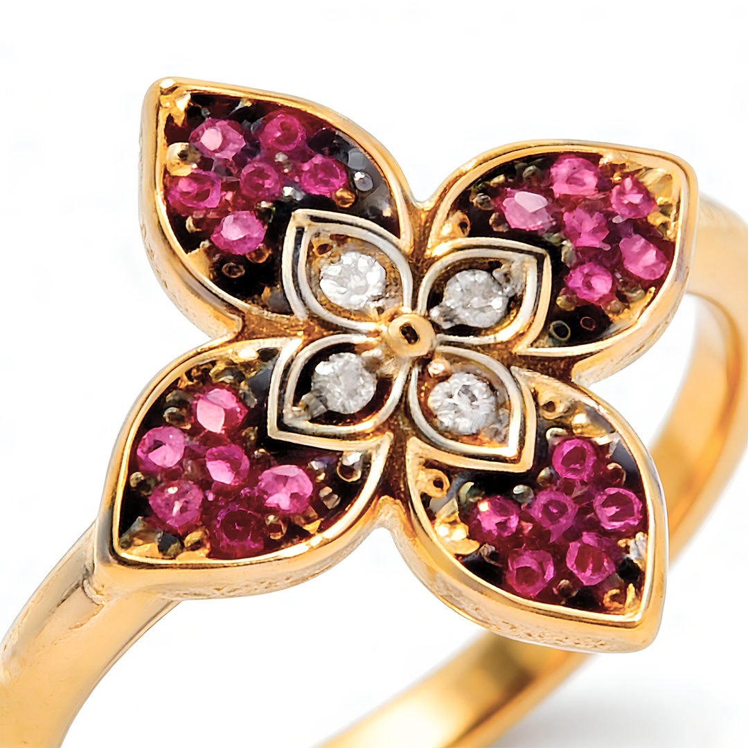 Anillo Rubi y Diamantes 15907