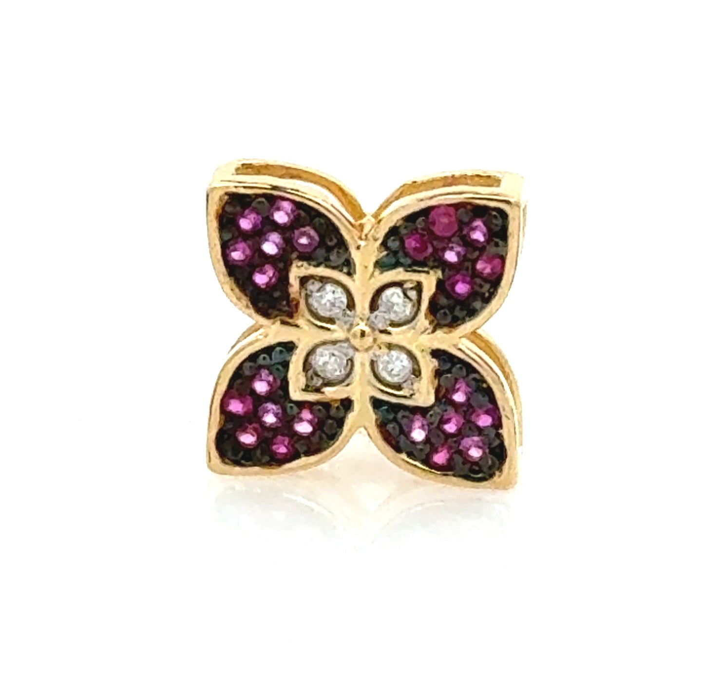Dije de Flor con Rubi y Diamantes 15890