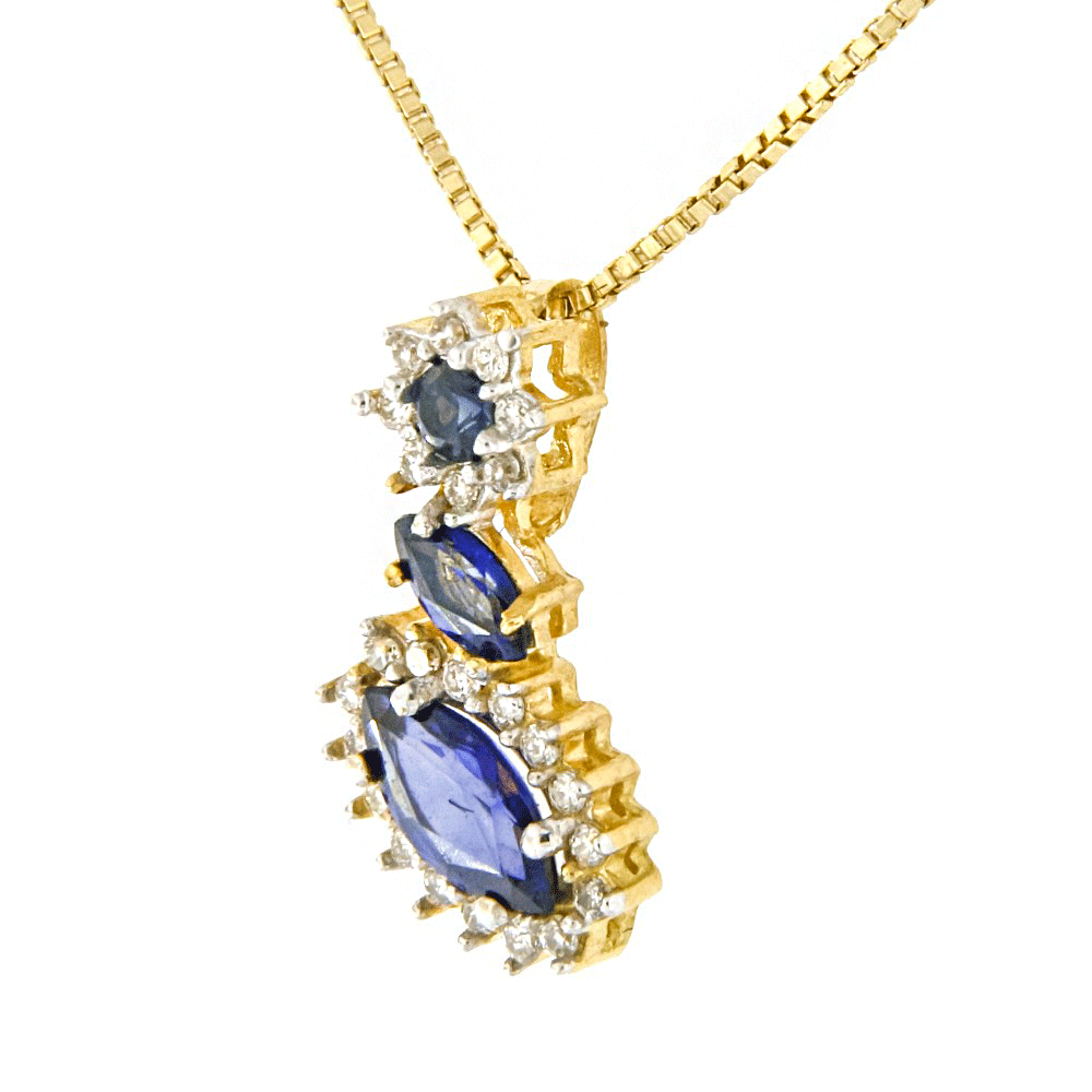 Gold Pendant with Sapphires and Diamonds