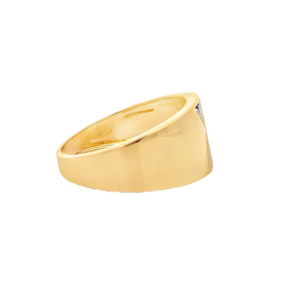 Half Matte and Half Polished Ring with Diamonds T17