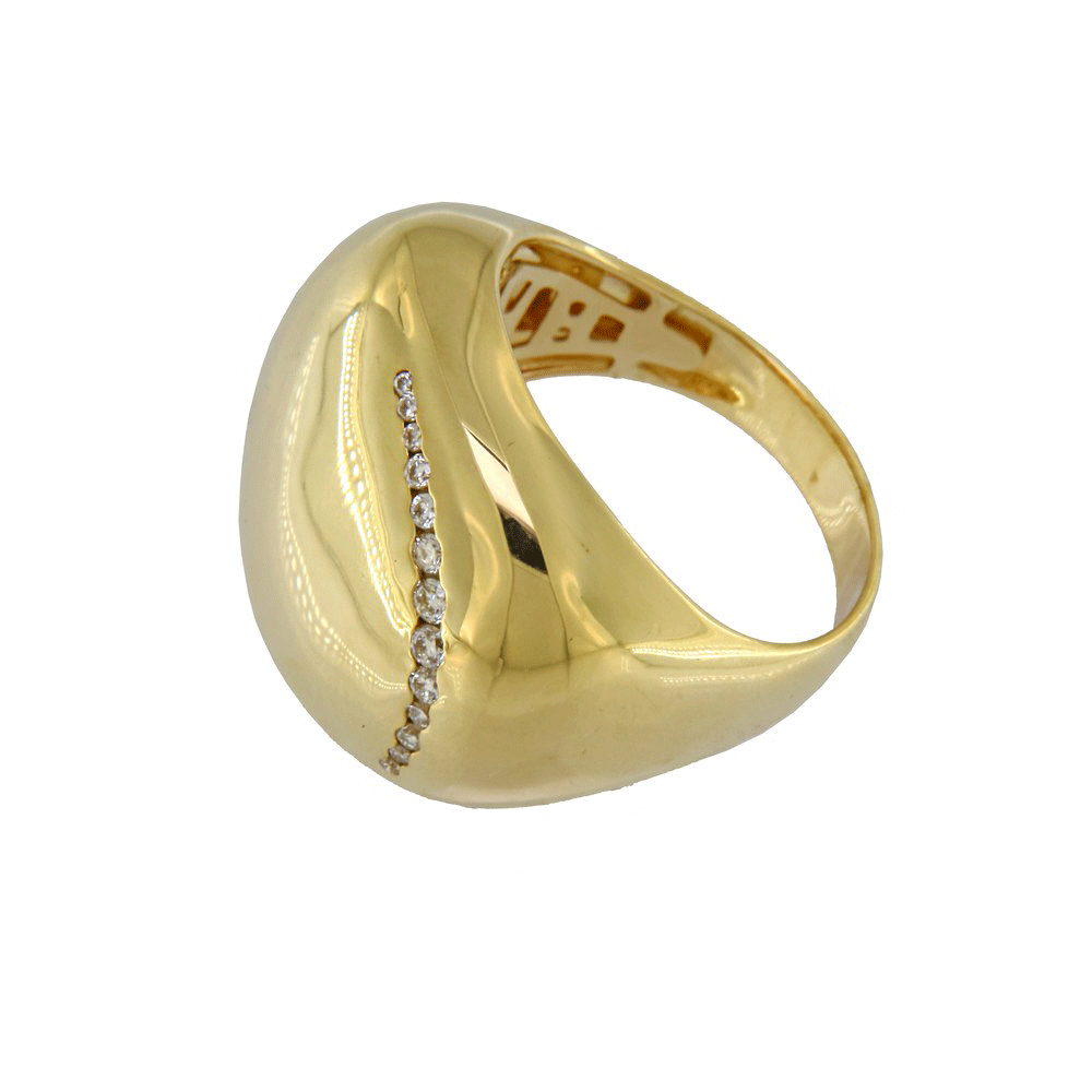 Oval Ring with Side Stripe of Diamonds