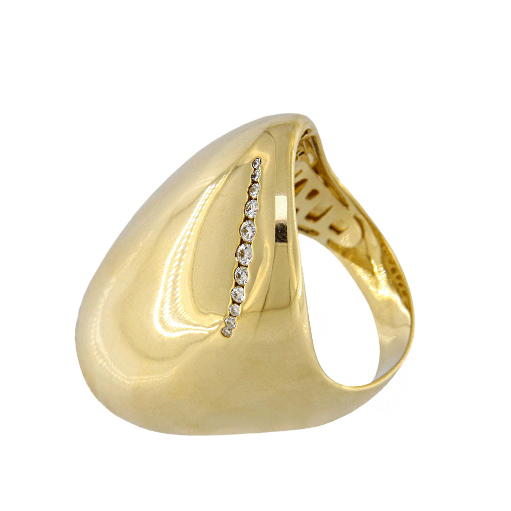 Long Oval Ring with Side Diamonds