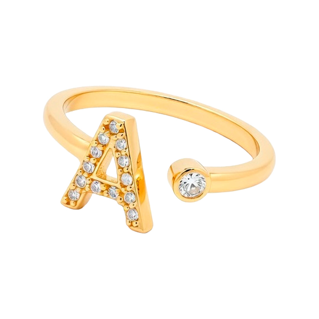 Ring with Initial A and Diamonds T17
