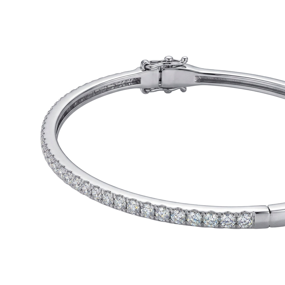 Thin White Gold Bracelet with Diamonds