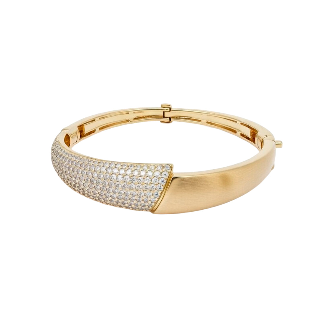 Silver Bracelet with Gold Zircon