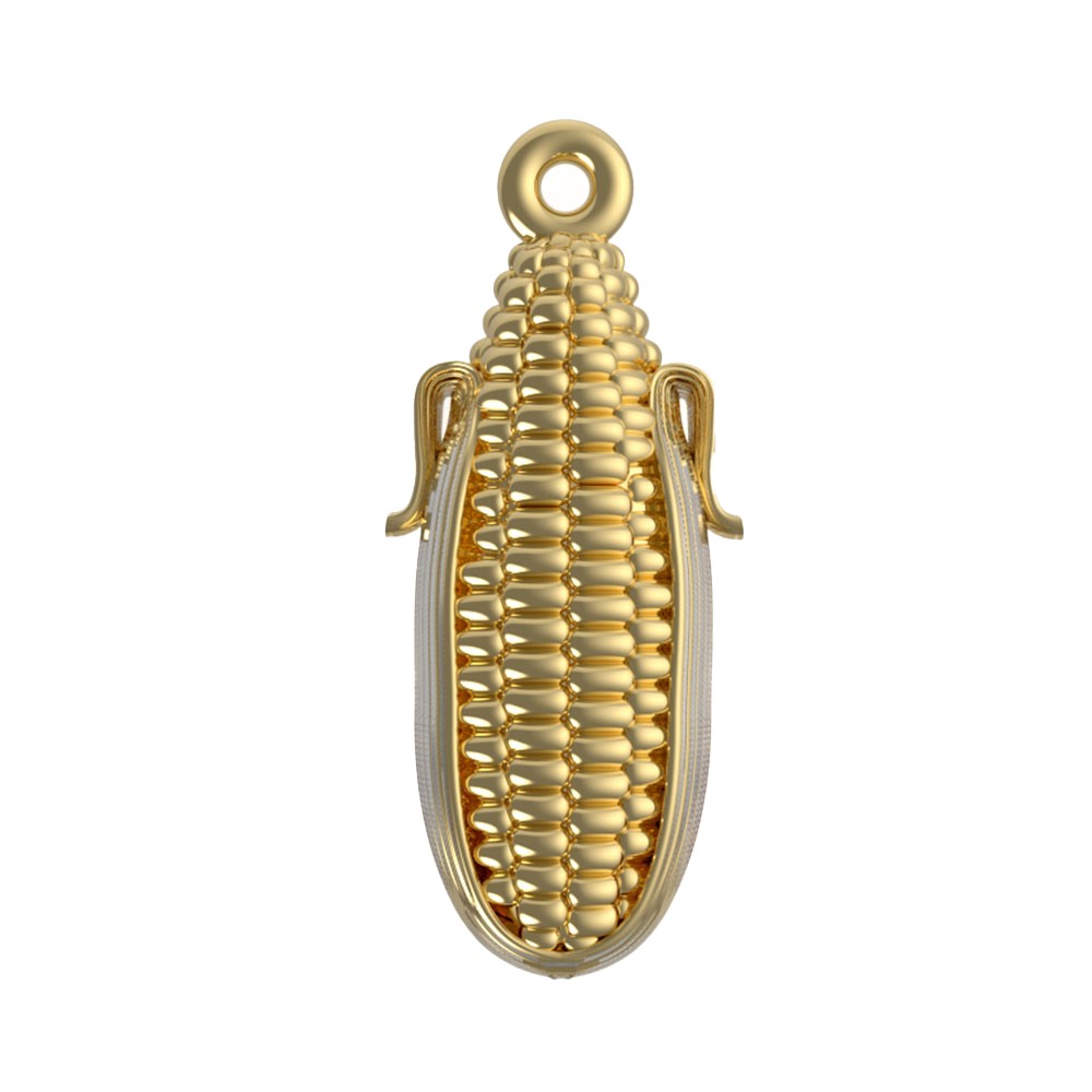 Golden Corn Pendant with Open Leaves 2.0 cm