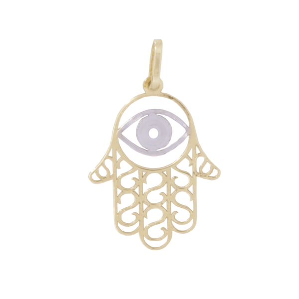 Hamsa Hand Pendant in 18 Karat Yellow and White Gold