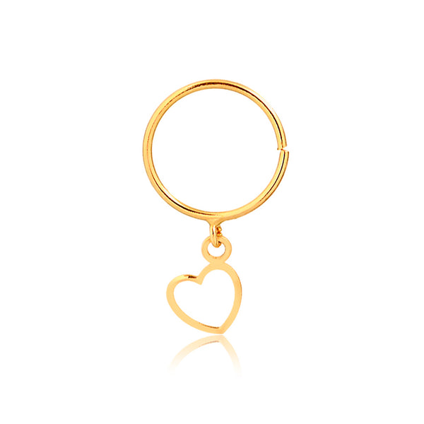 Heart Pendant Piercing Earrings - 18 Karat Gold