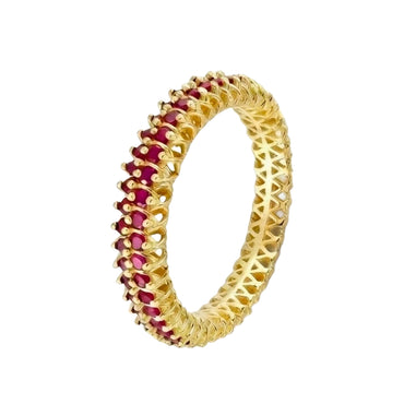 18 Karat Yellow Gold Band Ring with Rubies