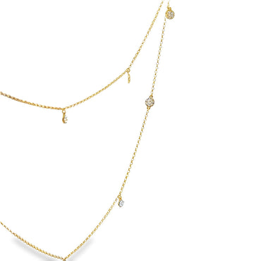 70cm choker with yellow gold charms