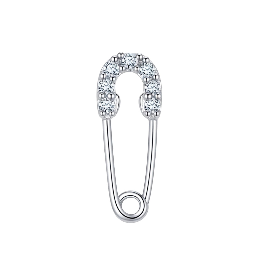 Hook earring with 7 Zircons in White Gold