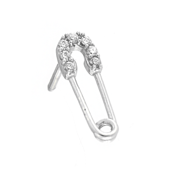 Hook earring with 7 Zircons in White Gold