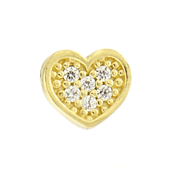 18 Karat Yellow Gold Heart Earrings with Cubic Zirconia