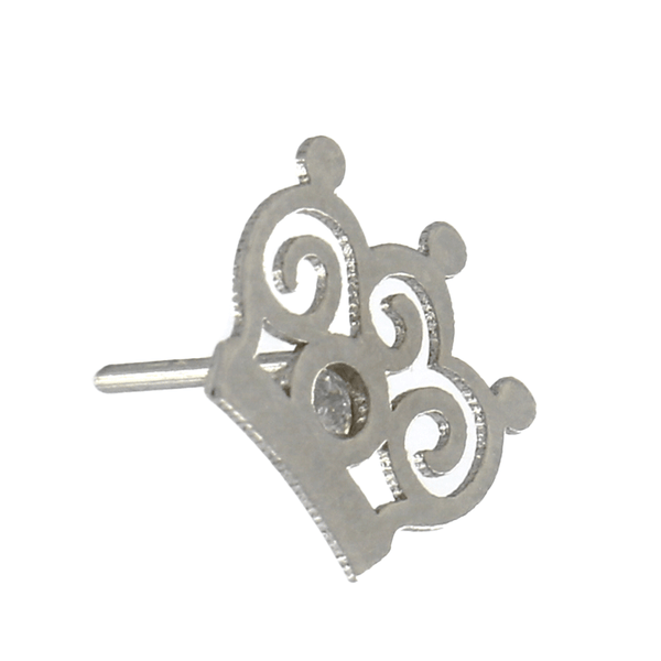 18 Karat White Gold Crown-Shaped Piercing with Zircon
