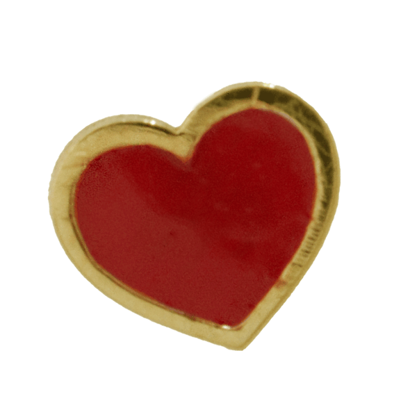 18 Karat Yellow Gold Heart-Shaped Piercing with Red Resin