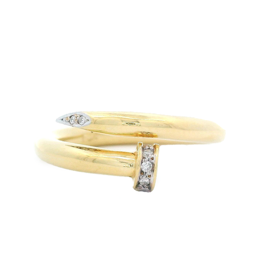 Anillo Clavo de Oro Amarillo con Diamantes Talla 17