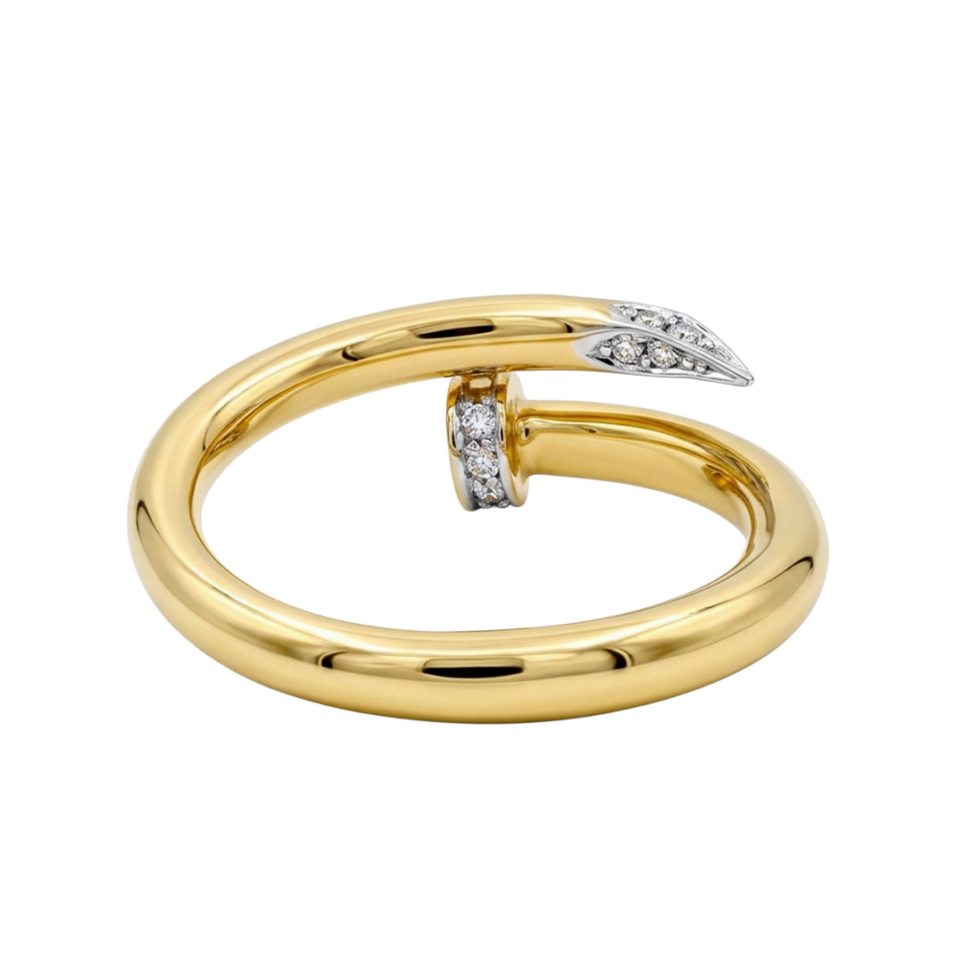 Yellow Gold Nail Ring with Diamonds Size 17