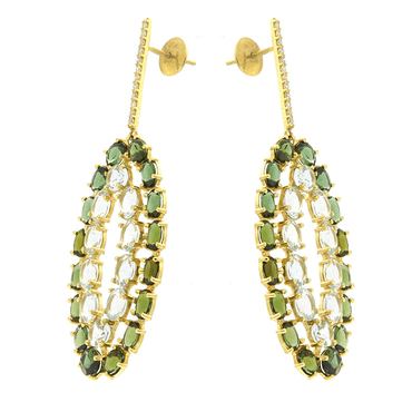 Aretes Ovalados con Turmalinas y Brillantes