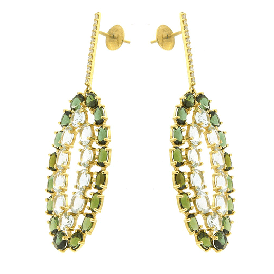 Aretes Ovalados con Turmalinas y Brillantes