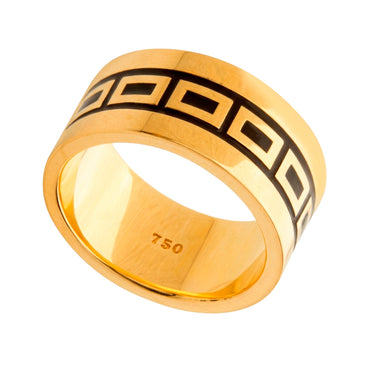 Men's Yellow Gold Ring with Resin Detail
