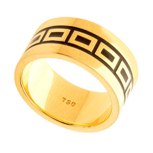 Anillo Masculino de Oro Amarillo con Detalle de Resina