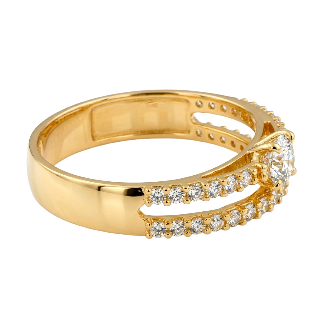 Zircon Solitaire Ring with Double Band