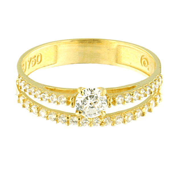 Zircon Solitaire Ring with Double Band