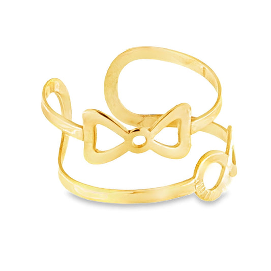 Anillo de Oro Amarillo 18 Kilates con Diseño de Moño y Infinito