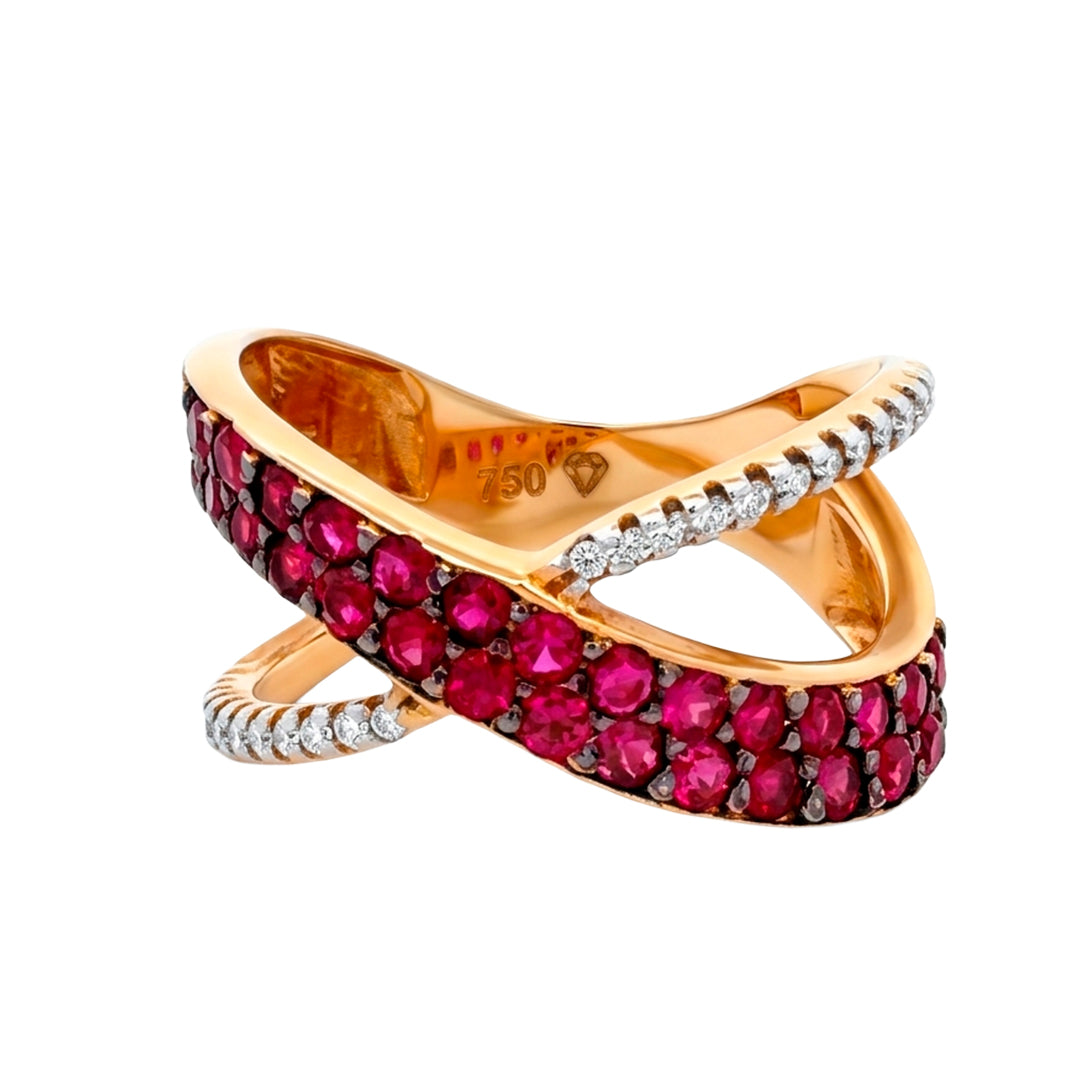 Elegant Gold and Ruby Ring Size 18
