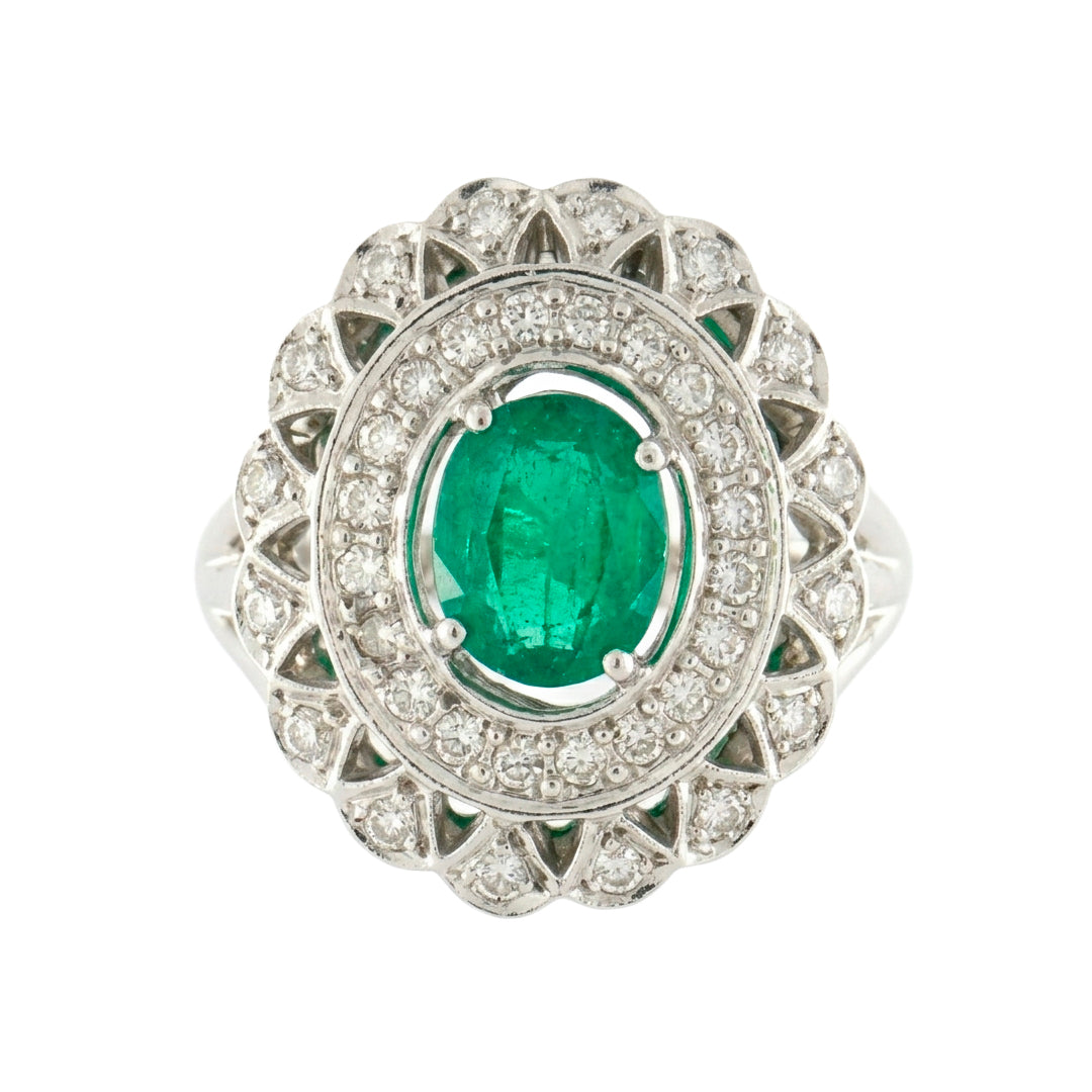 Anillo Esmeralda y Diamantes 12076