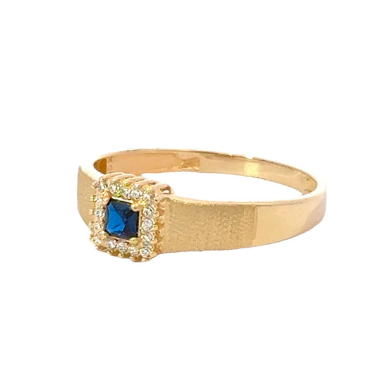 Anillo Cuadrado Zircon Azul T22