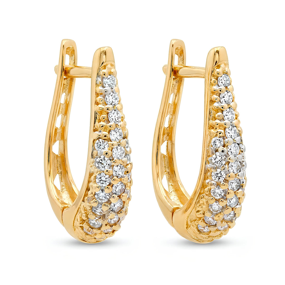 Drop Hoop Earrings with Zircons 1.3CM
