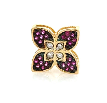 Flower Pendant with Ruby and Diamonds 15890