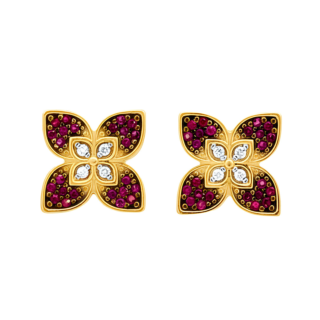 Ruby Flower Earring 15957