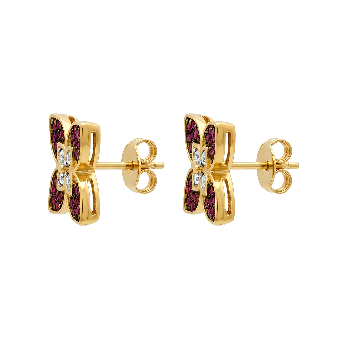 Ruby Flower Earring 15957