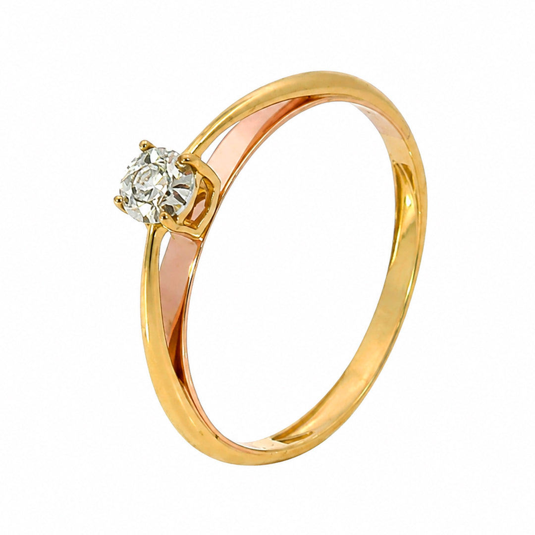 Anillo Solitario Oro 18k | Bicolor | Talla 15 | Ref: 17210