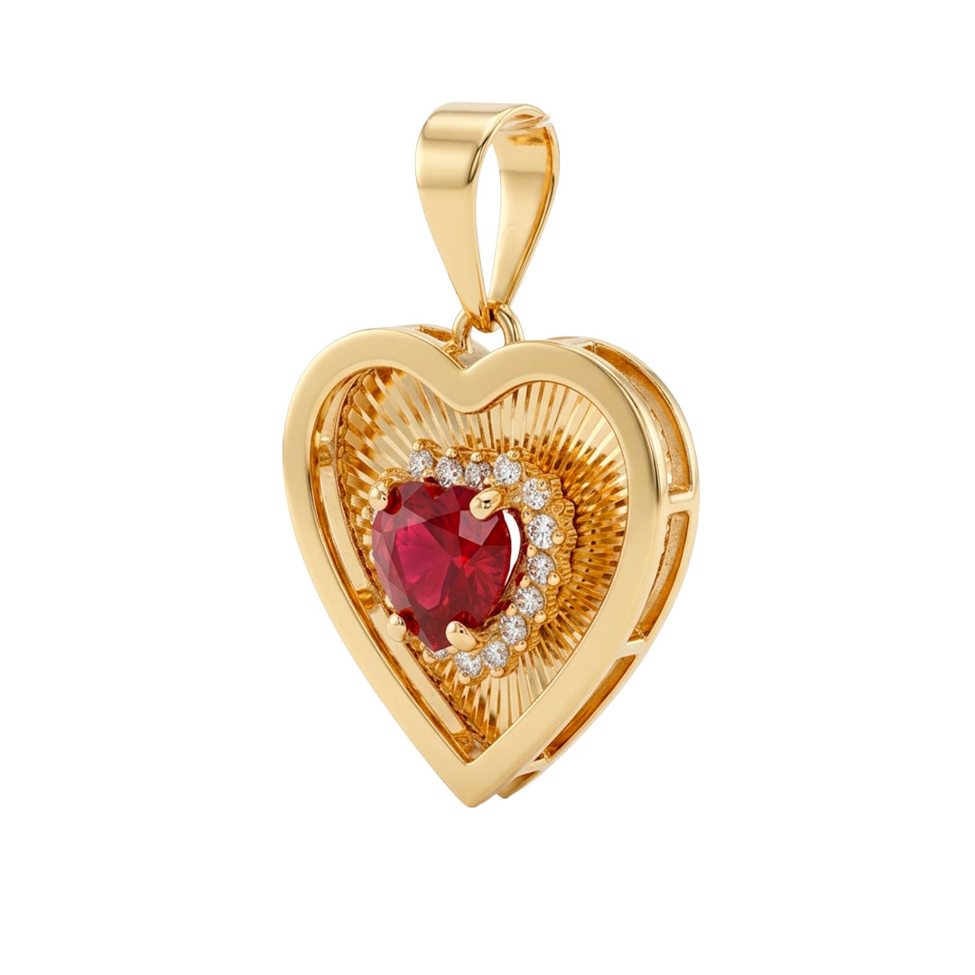 Dije Corazón | Rubi y diamantes | ref: 18035