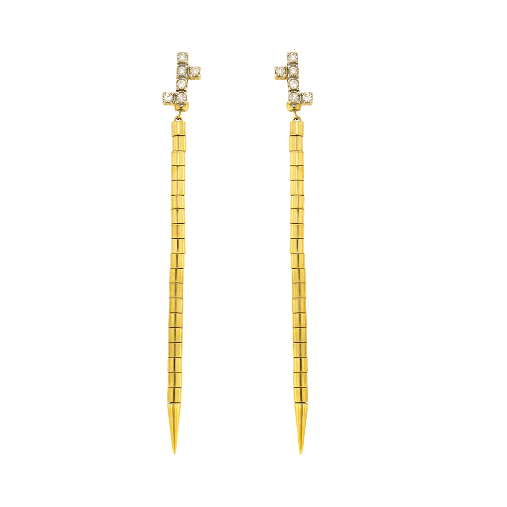 Long Earrings with Beads and Pointed End