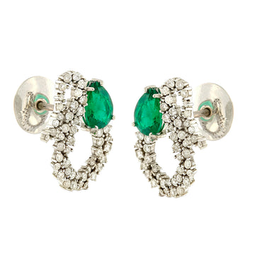 Emerald and Diamond Snake Earrings