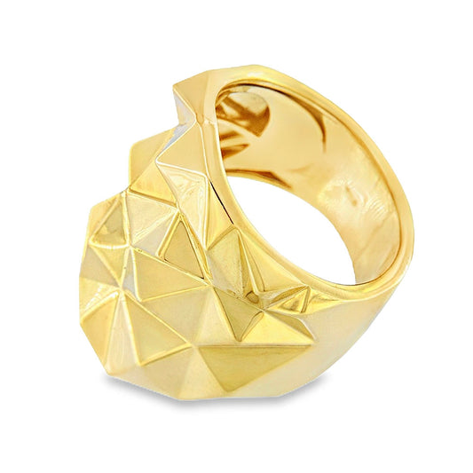 Anillo Grande Facetado Oro Amarillo