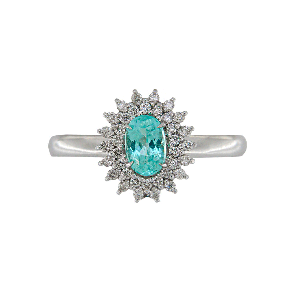 Anillo Turmalina Paraíba Oval con Diamantes