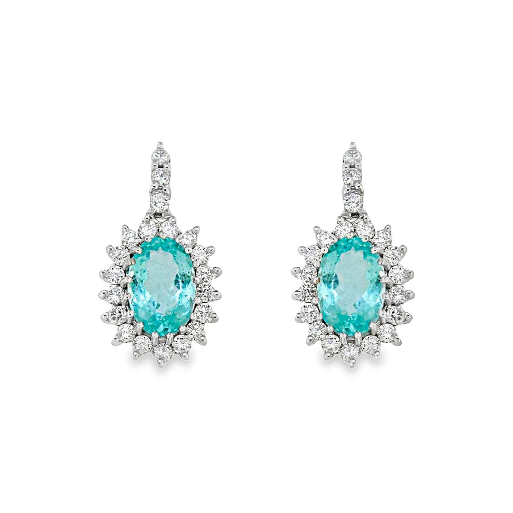 Aretes de Turmalina Paraiba Oval con Diamantes