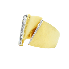 Anillo Grande Doble Traba con Diamantes